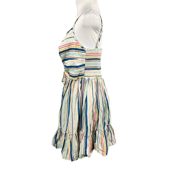 ANTHROPOLOGIE Keyhole Mini Dress Linen sz Lg NEW Boho Milkmaid Festival Indie - Picture 8 of 15